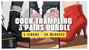 Cock Trampling Triple Bundle - Cute Pink Sneakers, Red High Heel Boots & Doc Martens | Femdom JOI Cock Stomp Trample CBT Animation