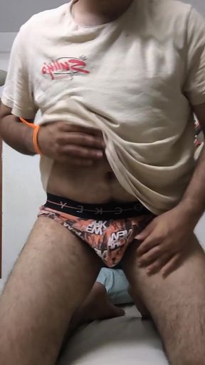 Indian man pleasures himself with hairy cock