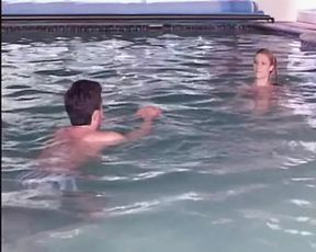 Slutty French teen ass fucked by the pool