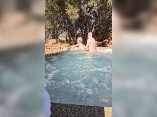 Outdoor public jacuzzi holiday bang and ejaculation