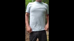 jerking off a huge cock in the woods!! SEE EVERYONE