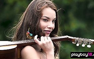 Czech babe Clara B showing her massive natural boobs in the park