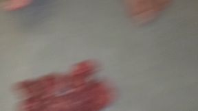 Stepping on meat with your feet dirty feet