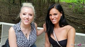 Raw German teens engage in public park group sex - a lewd, filthy, and depraved FFMM 3Way extravaganza