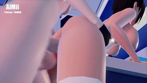 FUTAFutanari Hayase Yuuka On Duty Blue Archive Deepthroat Sex from Behind