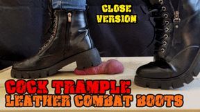 Crushing his Cock in Black Leather Combat Boots (Close Version) - Tamystarly - Cock Balls Crush Trample, CBT, Bootjob, Trampling, Shoejob, Stomping