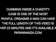EXPLOSIVE RUINED ORGASM IN CHASTITY CAGE - FEMDOM HANDJOB/FOOTJOB