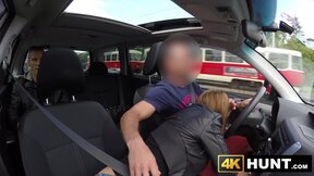 Slutty teen blows while driving before riding outdoors