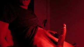 edging cumshot in red light hot guy jerks off his big dick - cannole canela