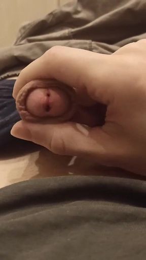 Guy in Shorts and Underpants, Jerking off His Cock in the Bathroom