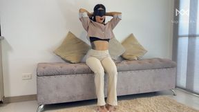 Waiting blindfolded and handcuffed