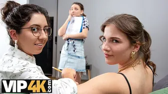 Lady boss satisfies her assistant and new office worker with lesbian passion