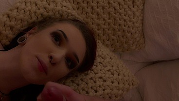 Tattooed Sammie fucks and takes facial in red lingerie