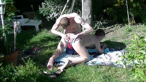 French slut fucked bareback by straight curious in garden exhibit