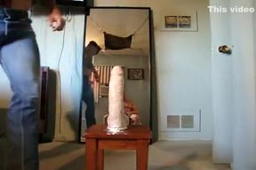 CJ rides a dildo for Step daddy