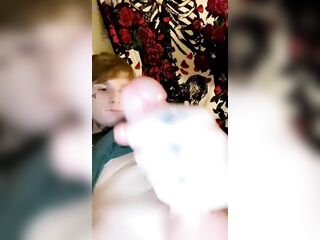 Tattooed E Boy Wanking his thick knob
