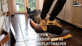 Trampling and jumping on slaves head with Adidas