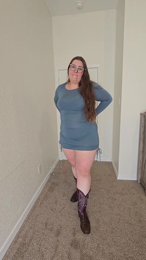 BBW Cowgirl Shows Lingerie, Anal Plug, Dirty Talk