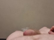 White Kiwi Bear from NZ wanks and shoots cum from his uncut cock - POV