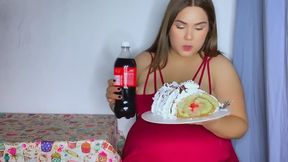 LATE NIGHT CAKE STUFFING | AFTER THE PARTY | FULL BELLY | TIGHT DRESS RIDE UP