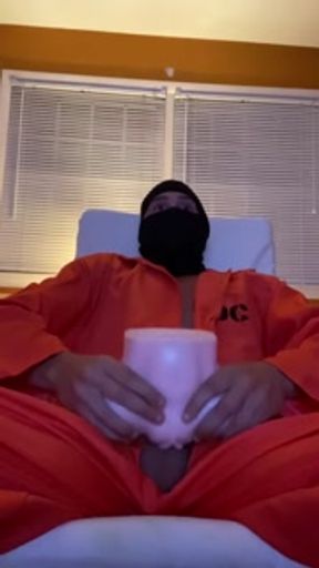 Convict escapes from prison to fuck a fleshlight fake pussy and cum like an animal with moans