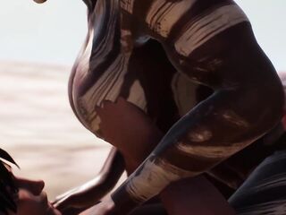 Buff Tribal Woman Gets Creampie From Tourist - 3D Animation