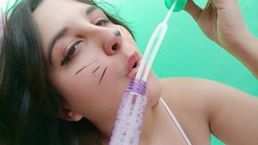 Kitty Kat Girl Blows Soap Bubbles at You - Bunny Looner