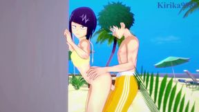 Kyoka Jiro and Izuku Midoriya have intense sex on the beach. - My Hero Academia Hentai