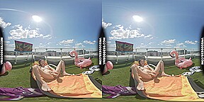 Skinny Model Josie Jilling With A Dildo In The Rooftop Sun