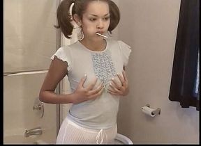 Skinny teen latina takes white cock in asshole