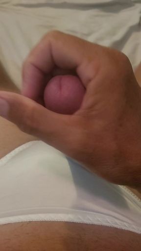 Cumming in my new satin white panties.