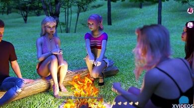 Blonde plays with dildo during truth or dare game under sunset