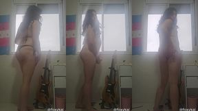 trans goddess smoking, stripping, and masturbating