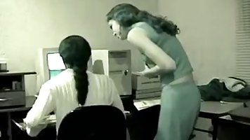 Indian lesbians are touching each other while at work, while no one is watching them