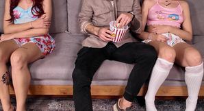 &quot;stepdad! We Are Your Stepdaughters!&quot; - Stepsisters Seduced and Touched by Perv Stepdad During Movie Night