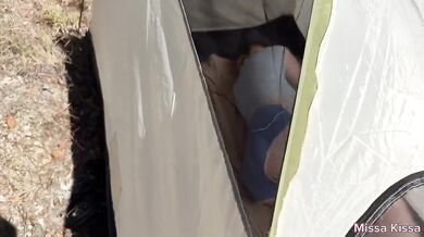 Roughly fucked in the woods by a blonde pink pussy angel