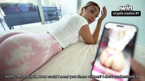 Jenny Lux's blonde MILF stepmother offers rough blowjob and creampie POV