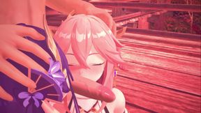 Genshin Impact - Raiden Shogun &amp; Yae Miko Group Sex - 3D Hentai Animations