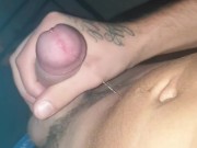 Hot badboy pre cum calvin klein boxer tattoo with boner
