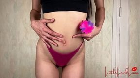 Bellybutton Play with Skinny Asian Teen - Oily Flat Belly Tease - Navel Fetish Play