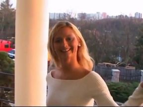 Stunning Blonde Whore with Perfect Tits and Ass Gives Camera Man a Blowjob