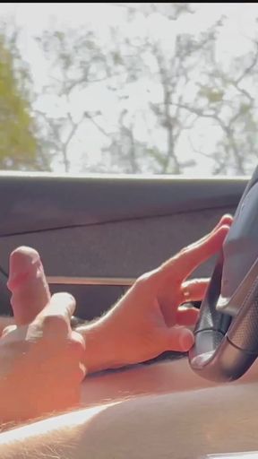 🚗 Beenjoy - Big cock masturbation in the car and big cumshot on the side of the road completely naked   Clip 1