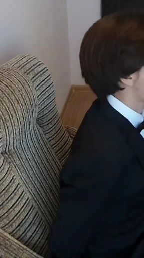 Wealthy Stepdaddy Calls Bellboy and Fucks Him in the Mouth with His Big Cock