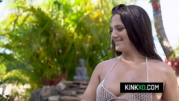 Hot teen Alice Visby dressed in cute diamond bikini getting banged by the pool