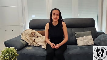 Young Spanish student Leyla Kixx plays with her big natural tits and tight ass