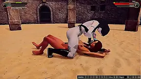 Draka Pins Greta in Wild 3D Wrestling Rumble – Erotic Tension Ignites