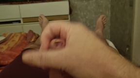 My Friend Lies in Bed Jerking off His Cock Until He Orgasms and He Comes