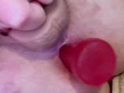 Double toy penetration, creaming pussy