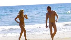 Instead of srelaxing pics the photographer bends the blonde