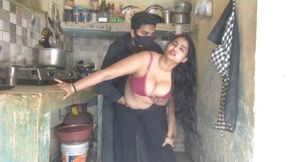 Horny Step Sister Caught in Kitchen - Step Bro Fucks Her Hard While Coo